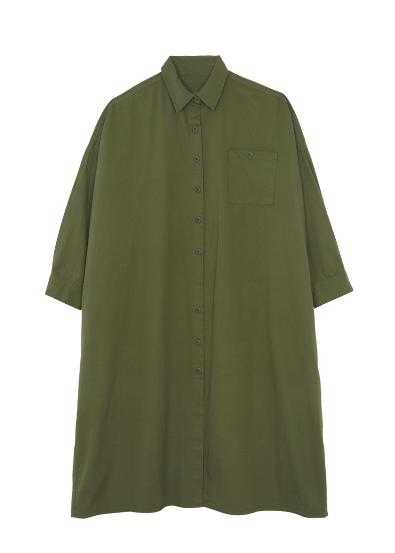 Kason Oversized Shirt Dress - Dark Olive 1
