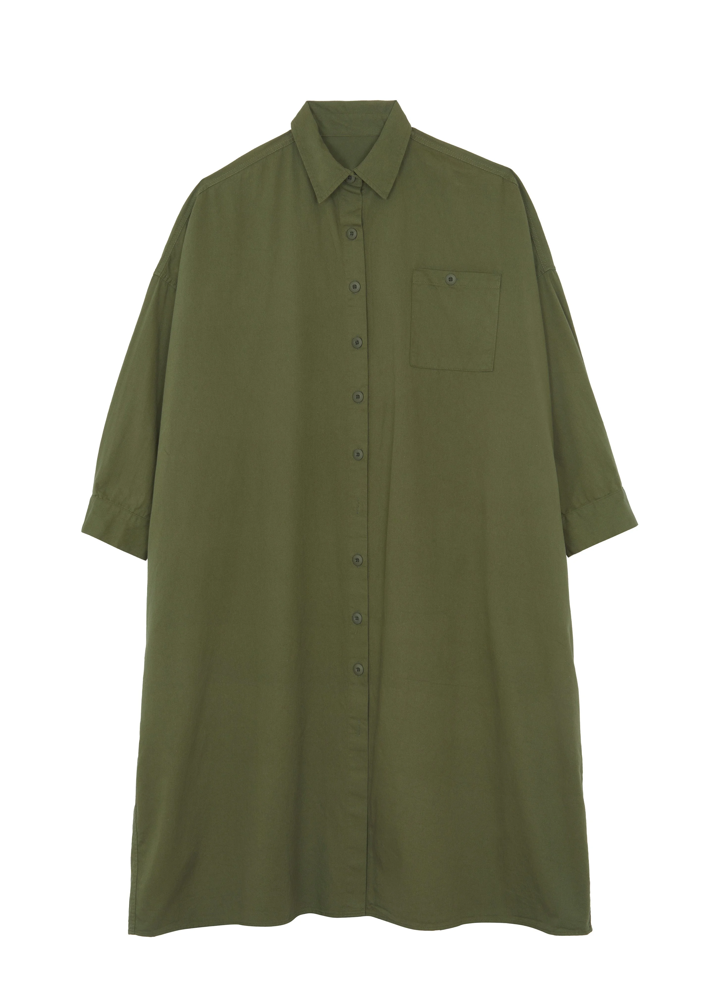 Kason Oversized Shirt Dress - Dark Olive - 1