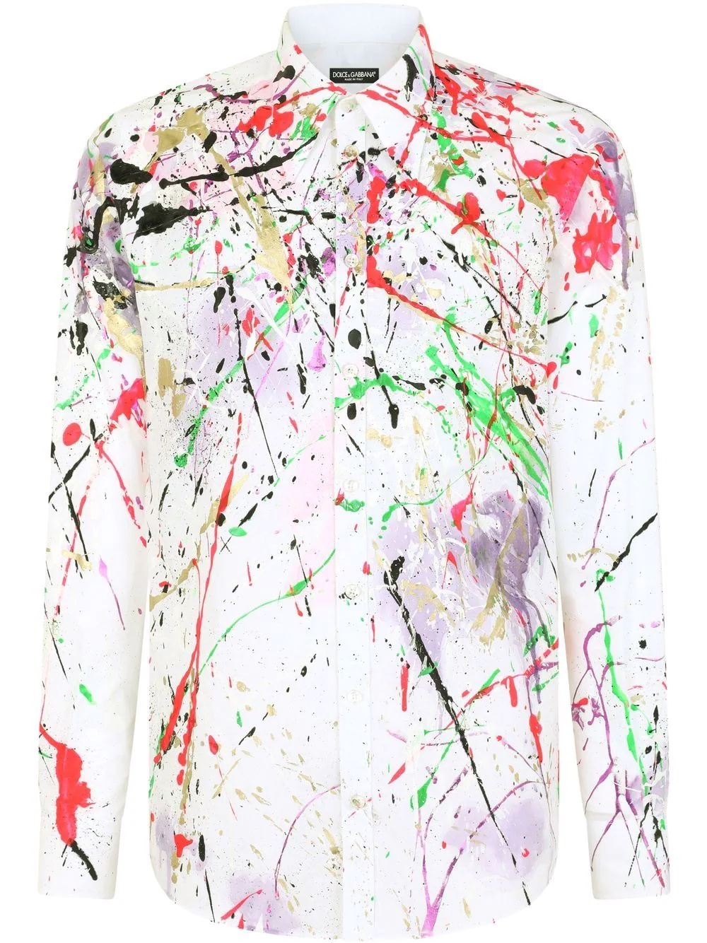 paint-splatter effect long-sleeve shirt - 1