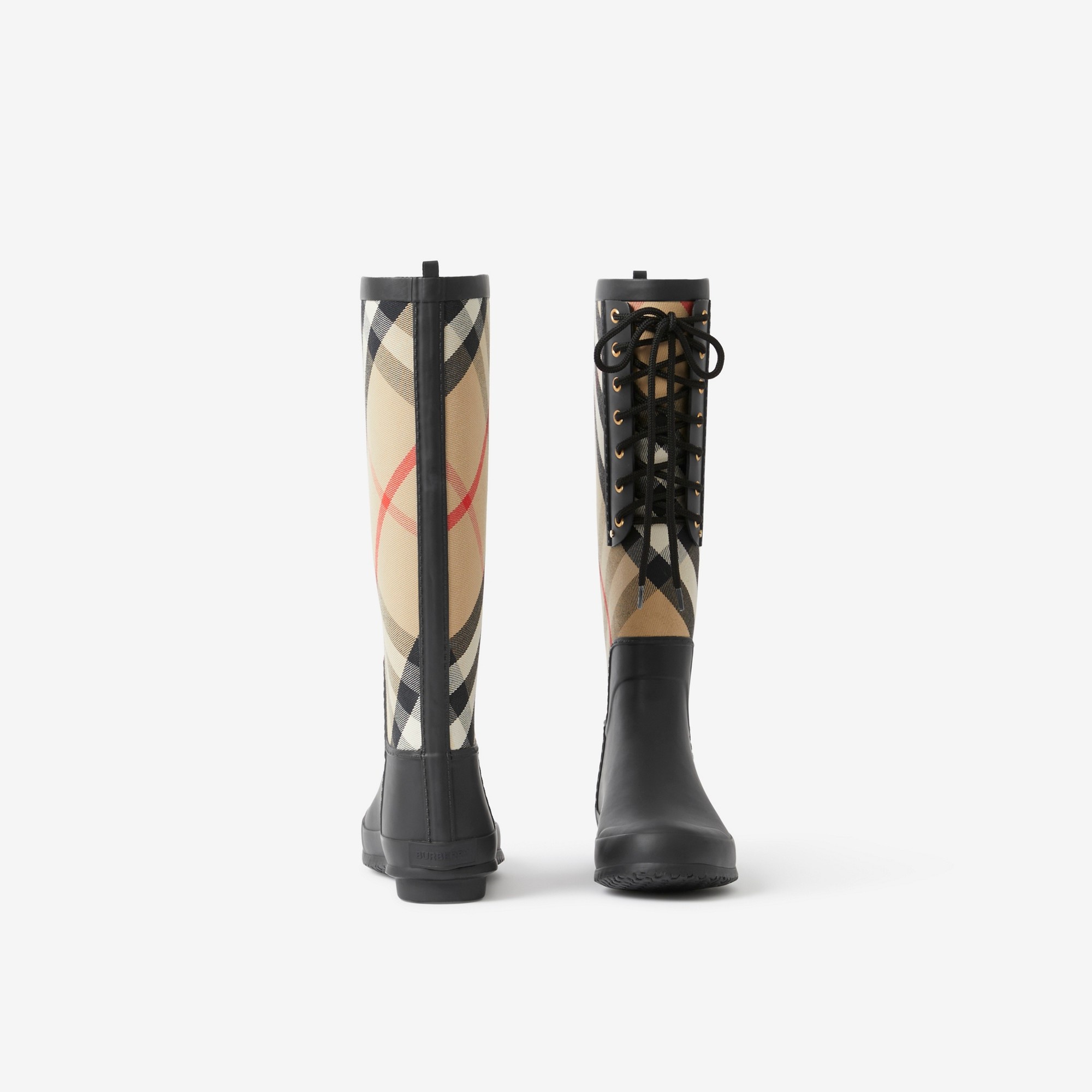 House Check Panel Rubber Rain Boots - 4