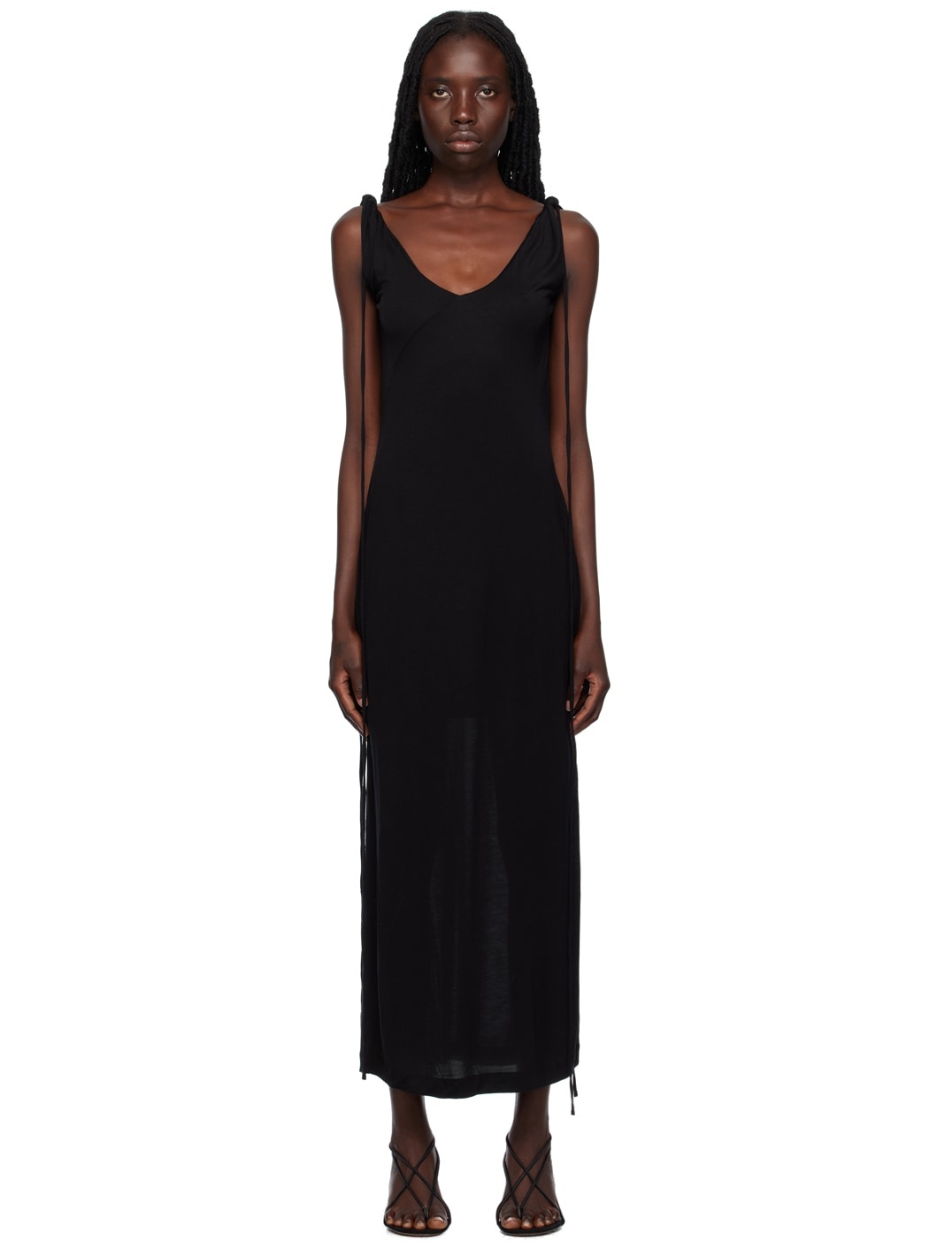 Black Twisted Midi Dress - 1