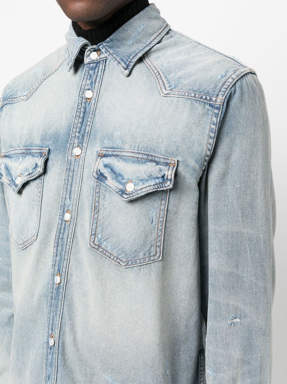 light-wash denim shirt - 5