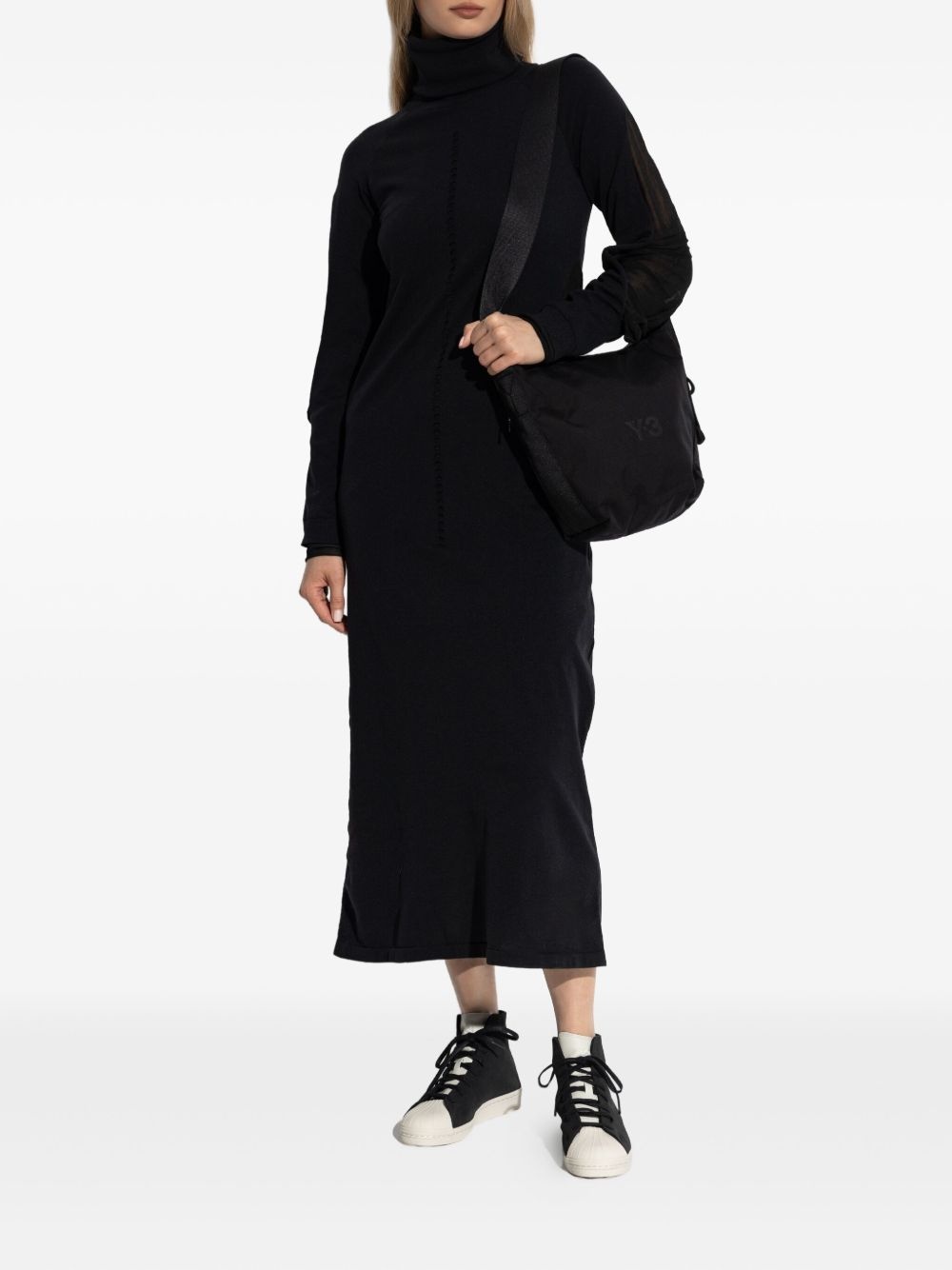 turtleneck mesh-insert dress - 3