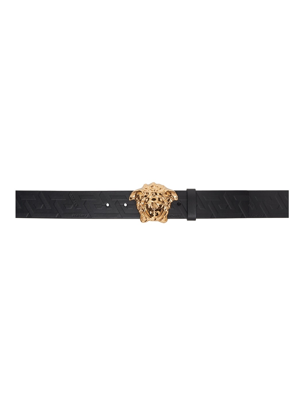 Black 'La Medusa Greca' Leather Belt - 1