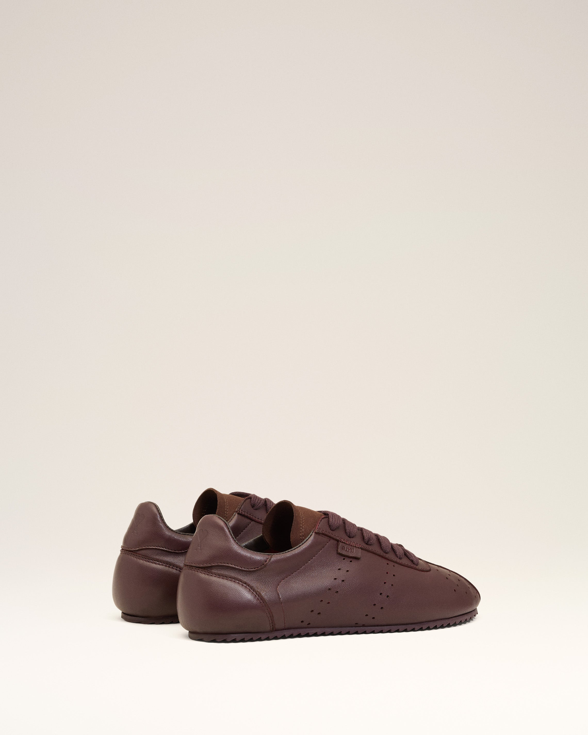 BURGUNDY SMOOTH LEATHER LOW TOP STEP SNEAKERS - 5