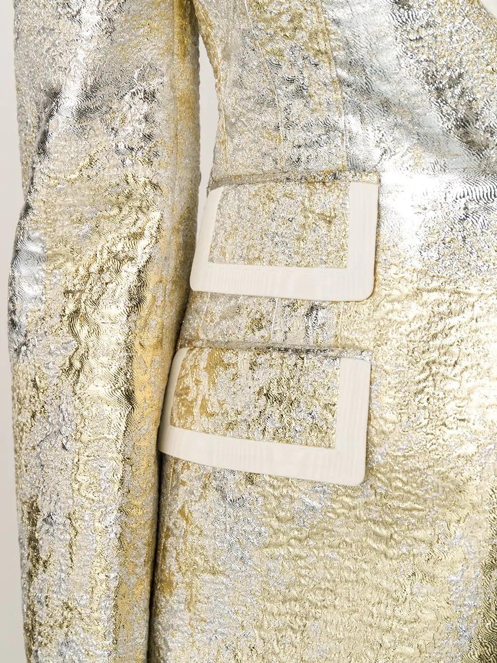 metallic textured blazer - 5