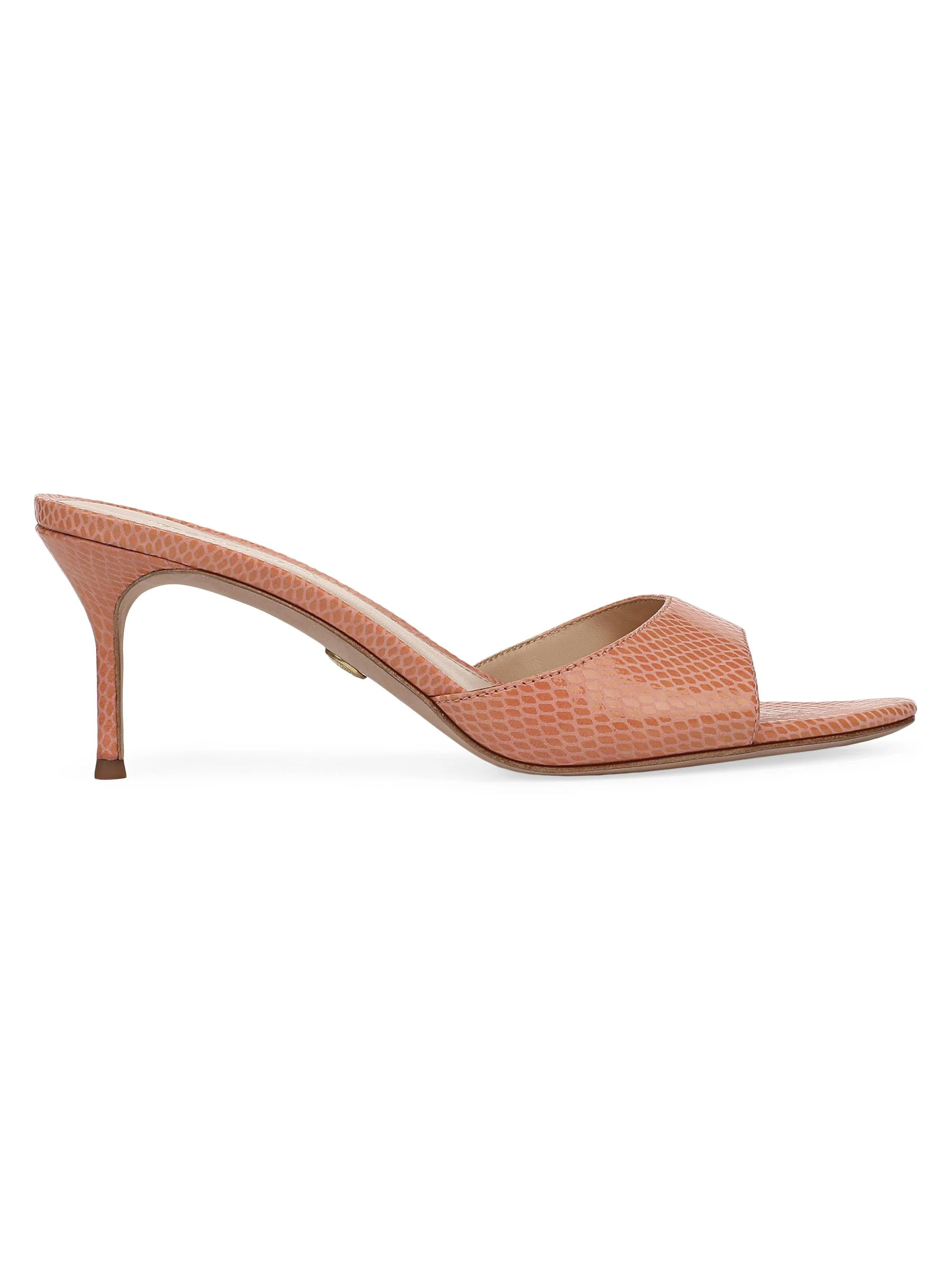 Women's Tia 65MM Snakeskin-Embossed Leather Sandals - Light Clay - 1