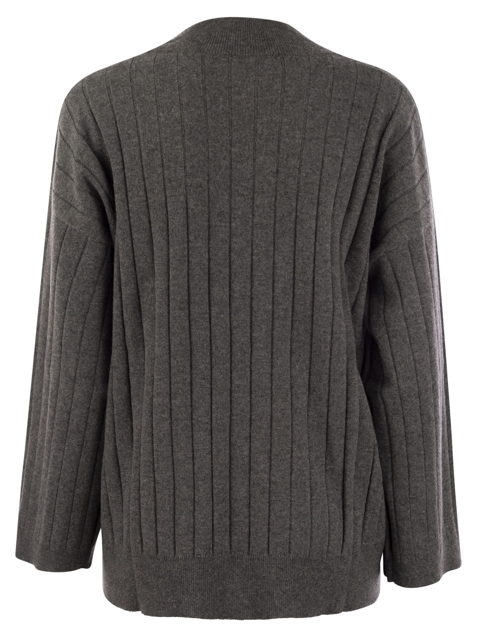 Brunello Cucinelli Women Cashmere Sweater With V-Neck And Necklace - 2
