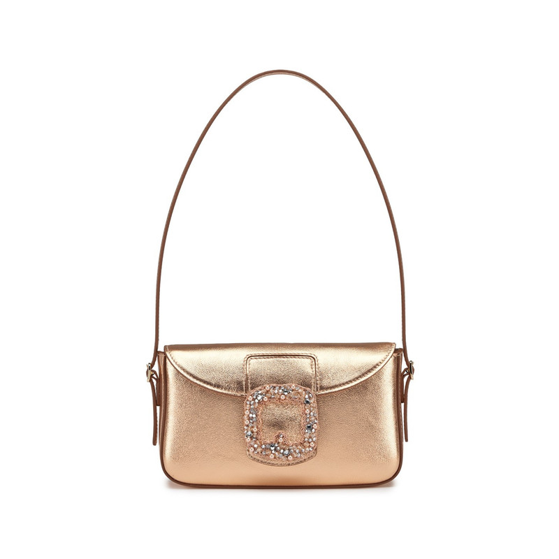 Pink laminated leather shoulder bag 1