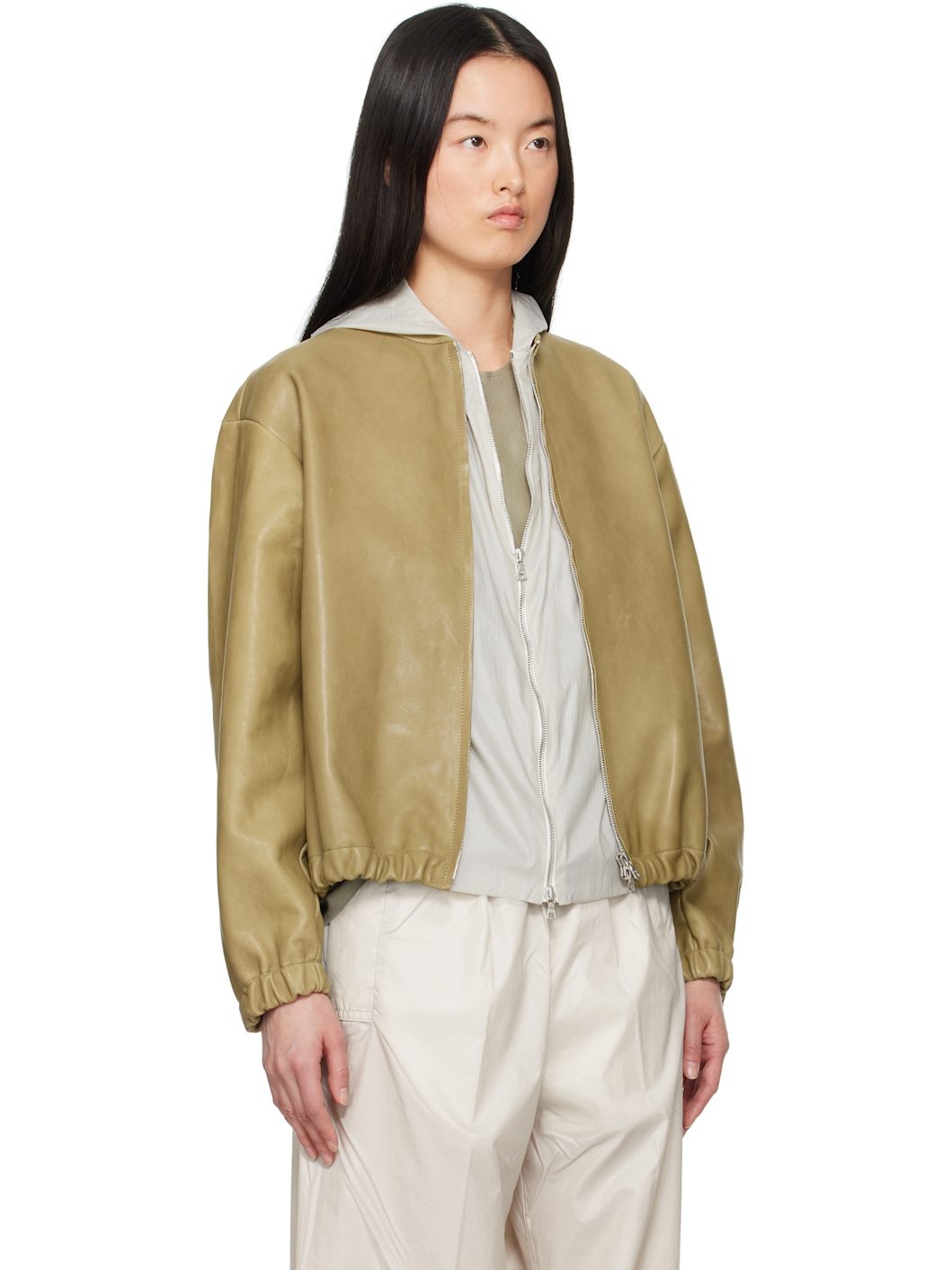 Green No.306 Six Zipper Leather Jacket - 2