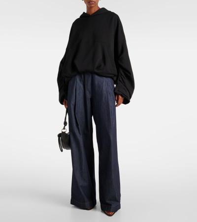 Dries Van Noten Oversized draped cotton jersey hoodie outlook