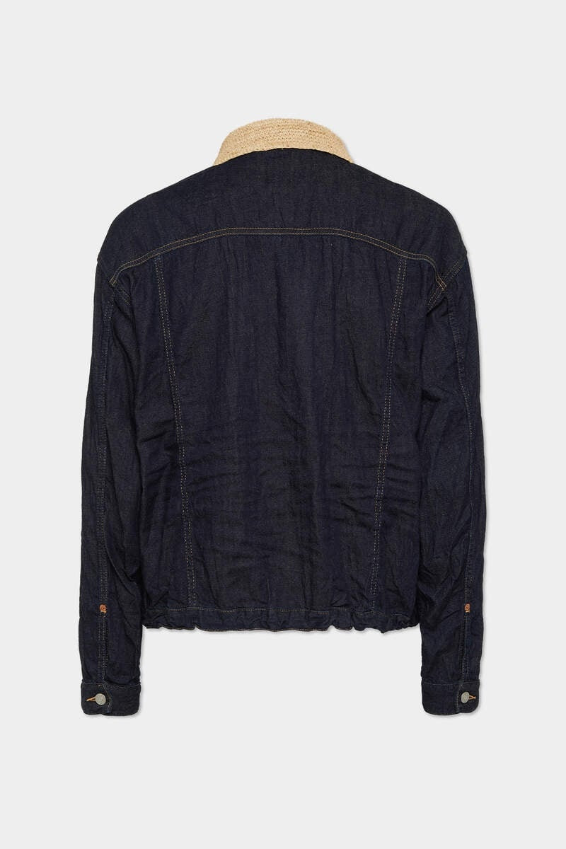 DSQUARED2 SUMMER LOVERS DARK WASH RAFFIA COLLAR DRAWSTRING SHIRT outlook