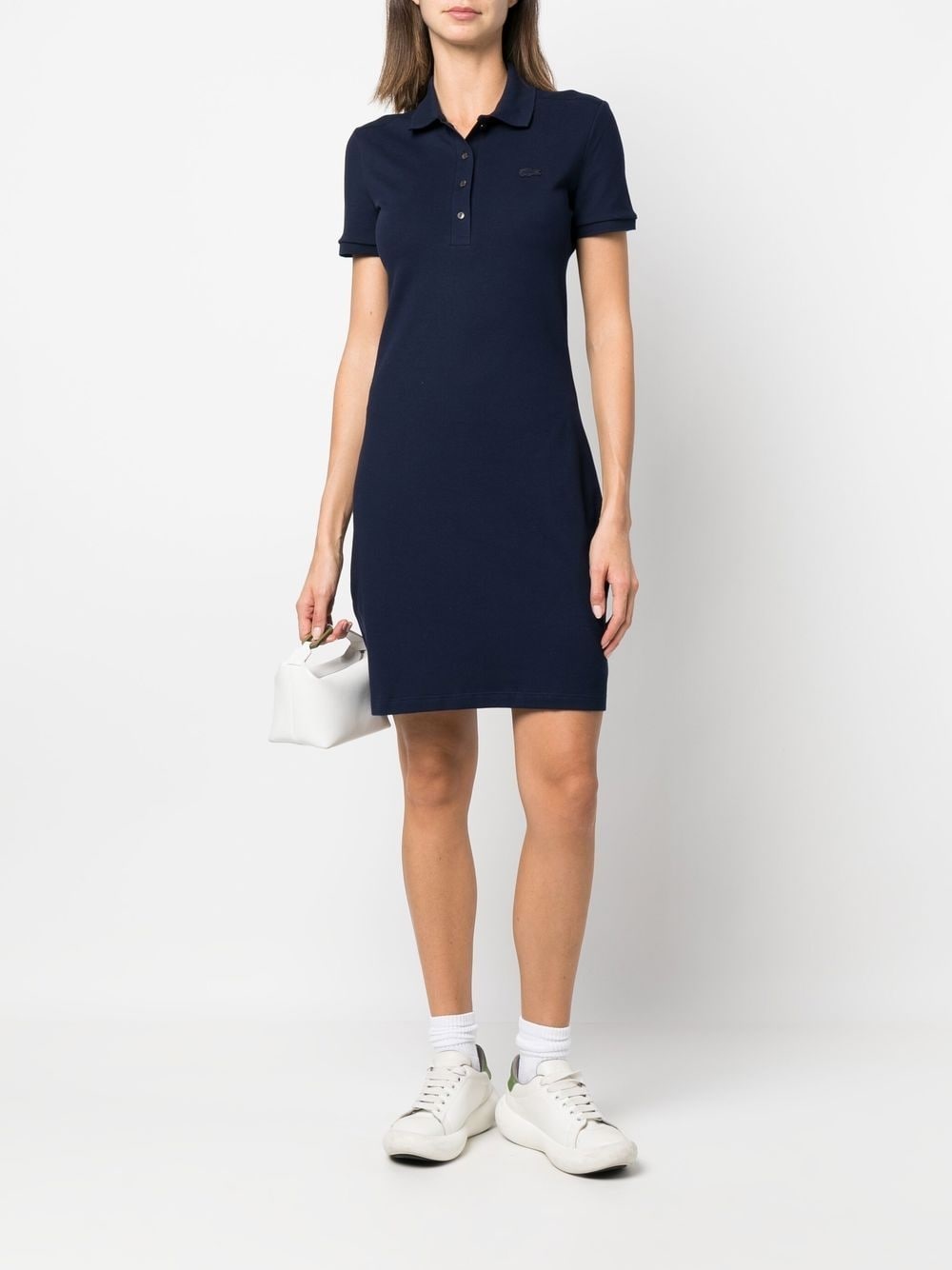 logo-patch short-sleeve polo dress - 2