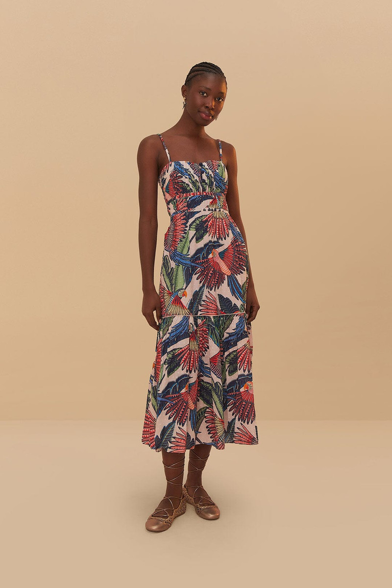 Pink Macaw Flight Midi Dress 1