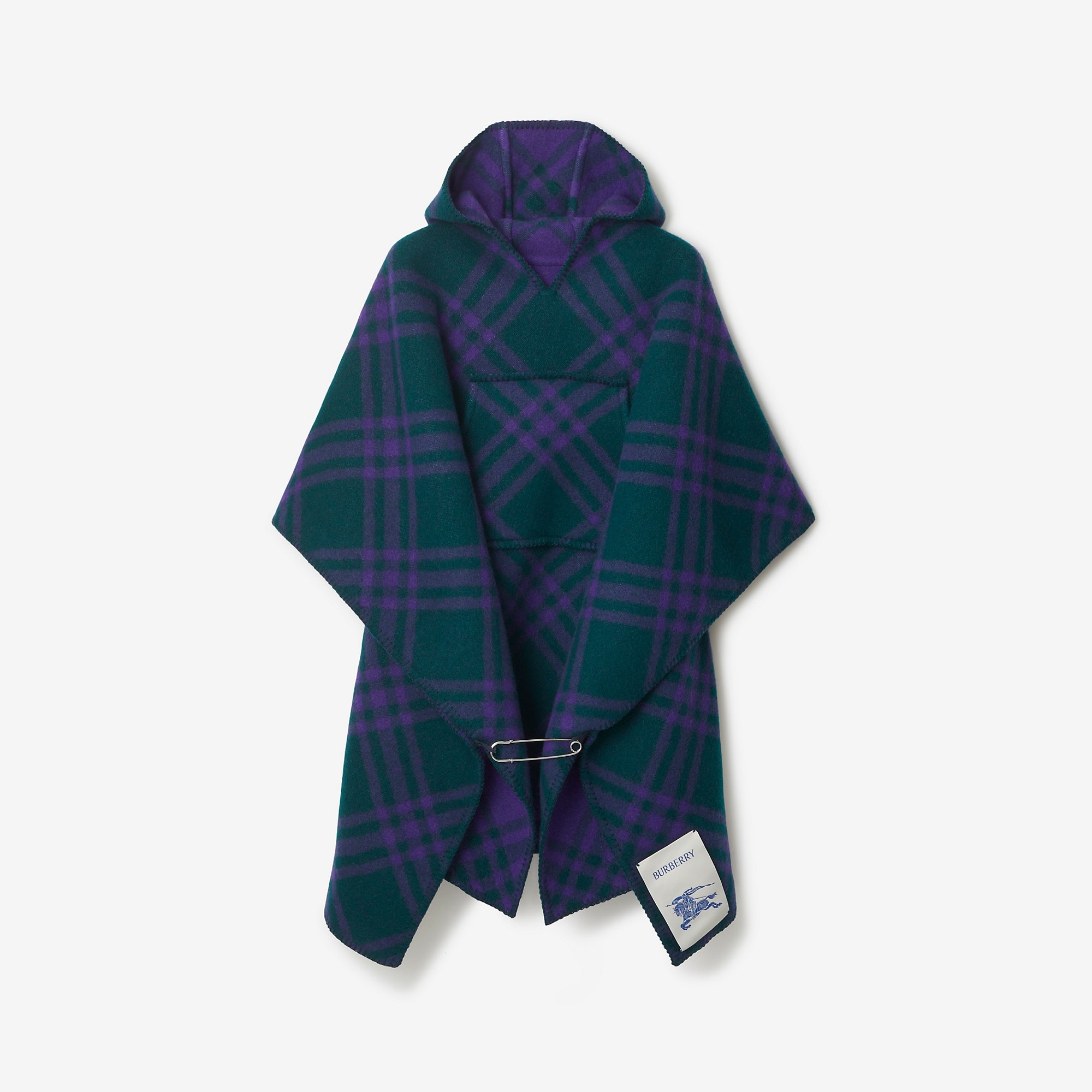 Check Wool Blanket Cape - 1