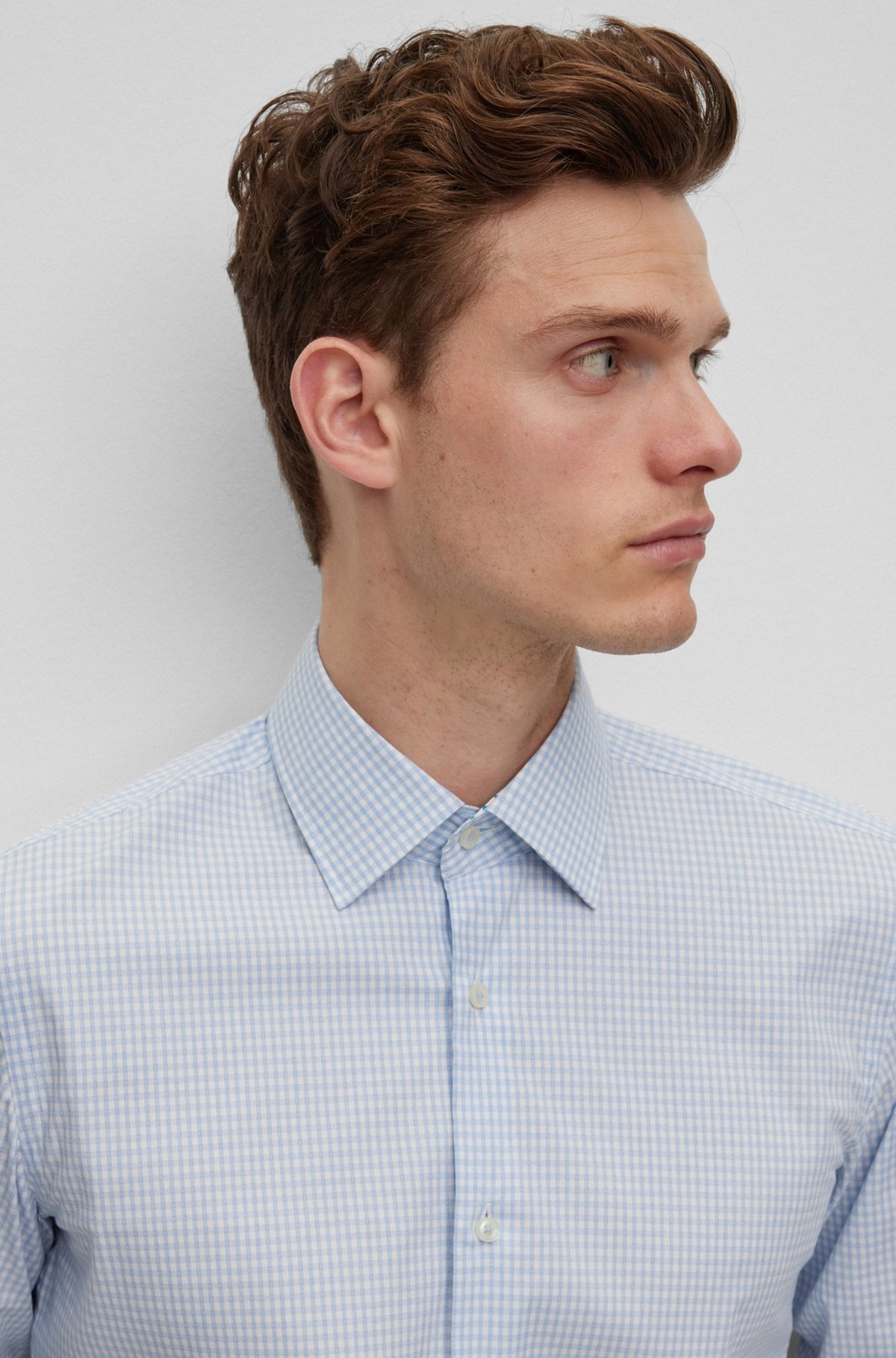 SLIM-FIT SHIRT IN CHECKED STRETCH COTTON - 3