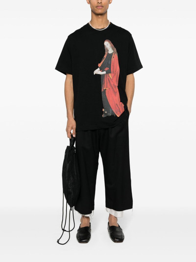 Yohji Yamamoto motif-print cotton T-shirt outlook