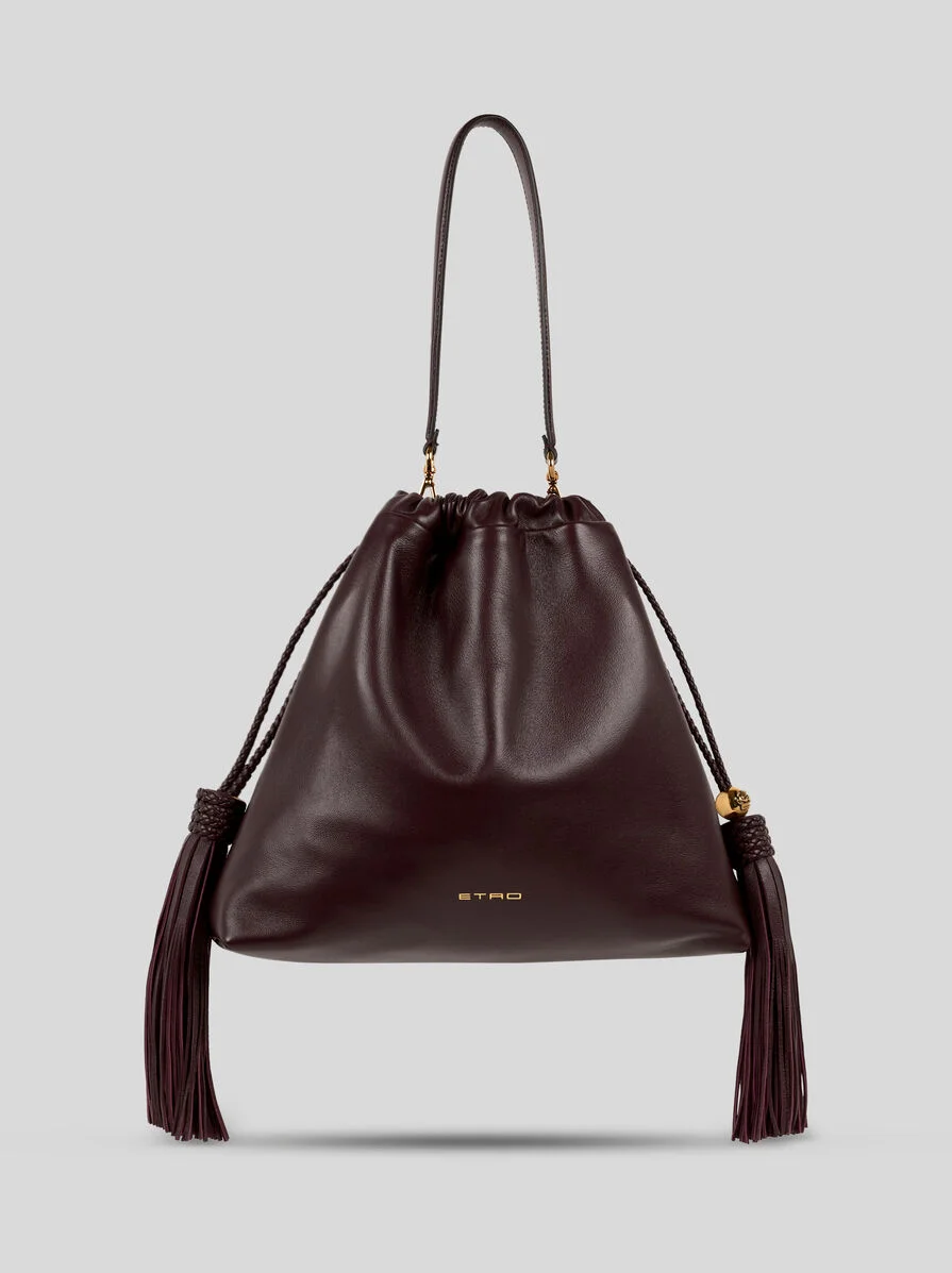 MEDIUM LEATHER KALISPERA BAG WITH TASSELS - 1