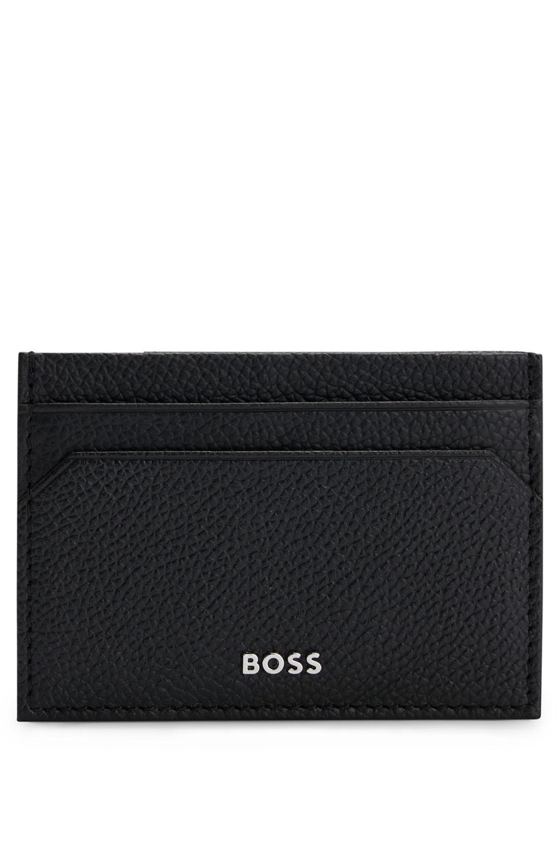 BRASS MONEY CLIP WITH CARD HOLDER IN GRAINED LEATHER 1