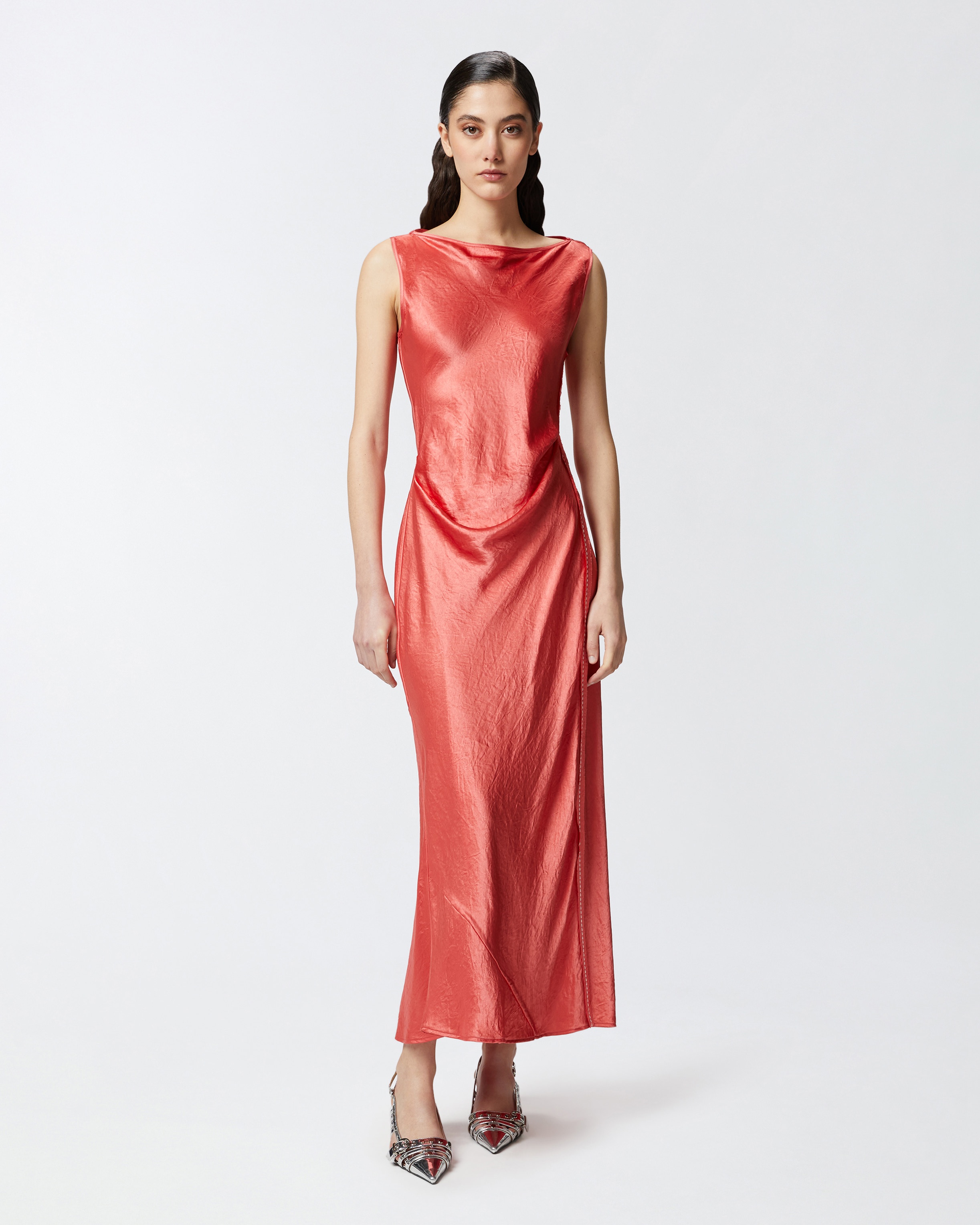 SATIN DRESS WITH SIDE TIE - 3