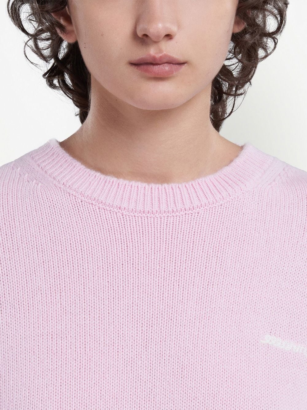 logo-embroidered virgin wool jumper - 4