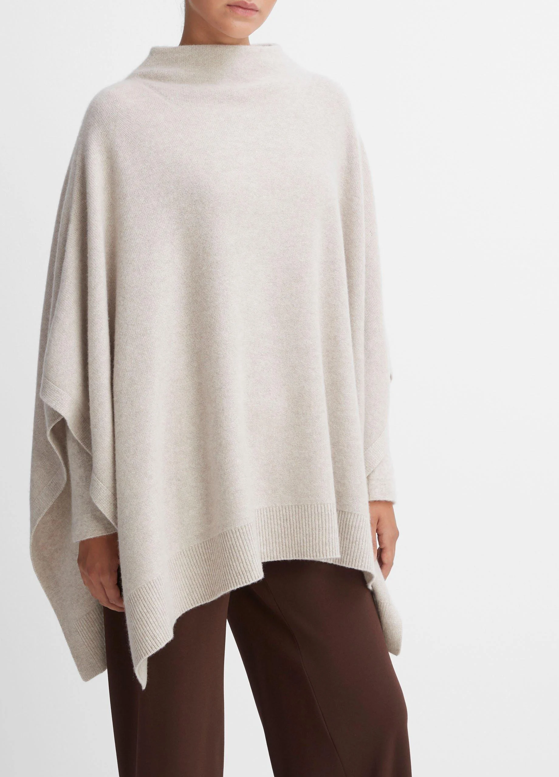 Merino Wool-Cashmere Funnel-Neck Poncho - 1