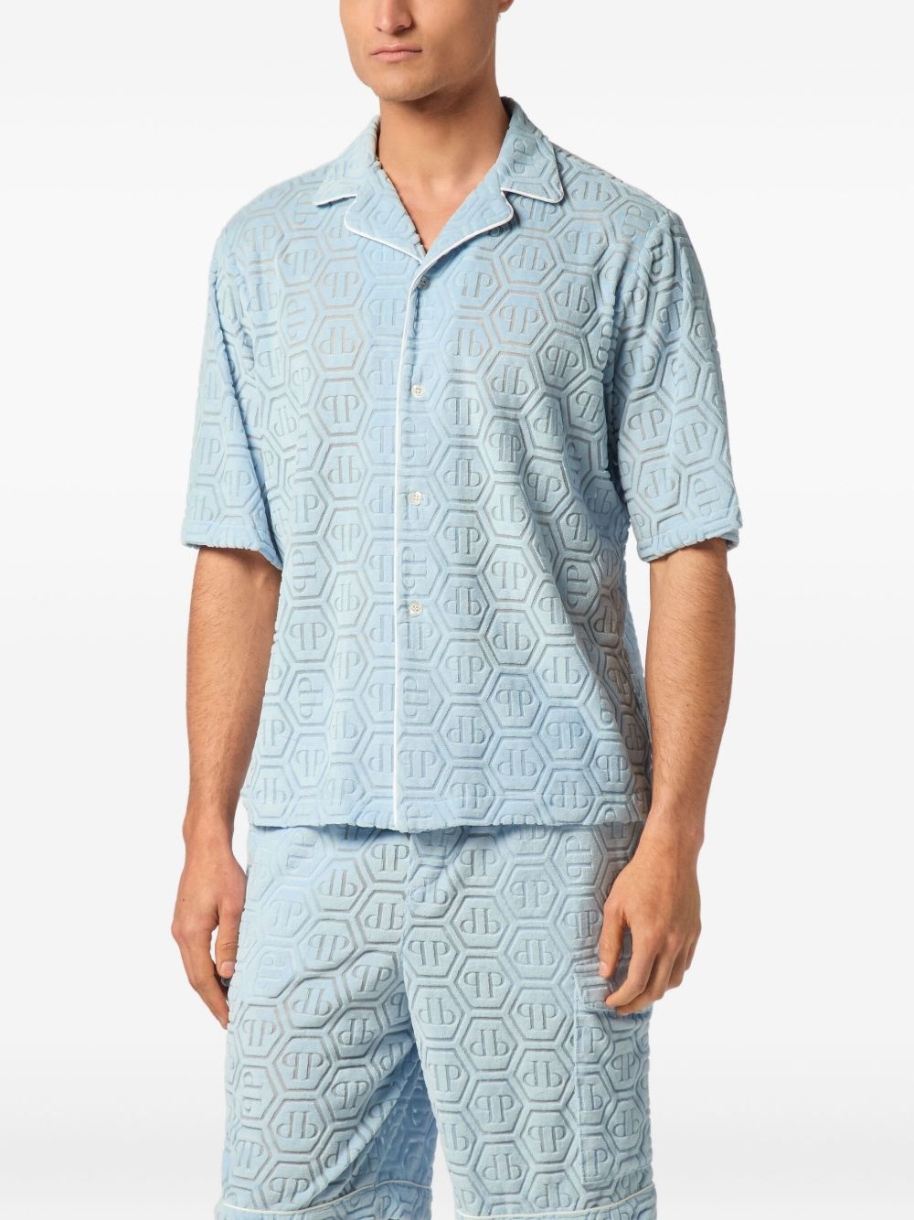 jacquard-monogram bowling shirt - 3