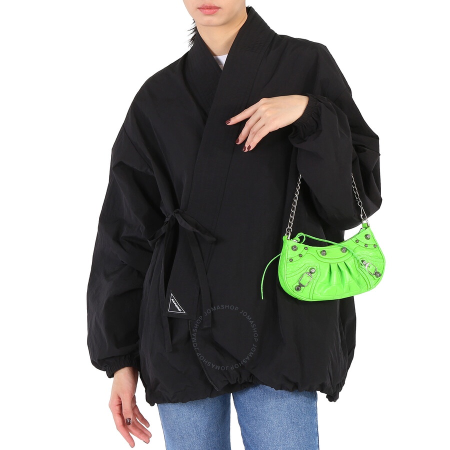 Balenciaga Le Cagole Mini Leather Purse In Acid Green - 2