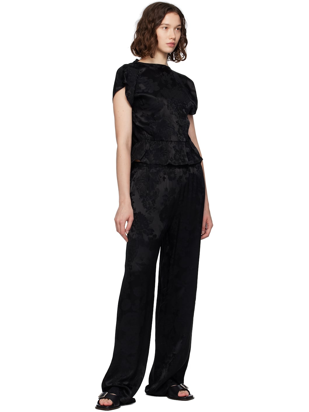 Black Jacquard Trousers - 4