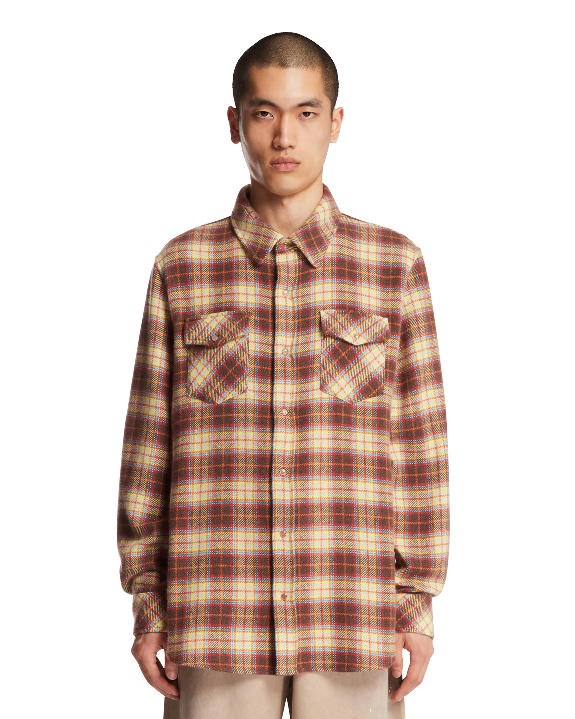 Brown Checked Cashmere Shirt - 1