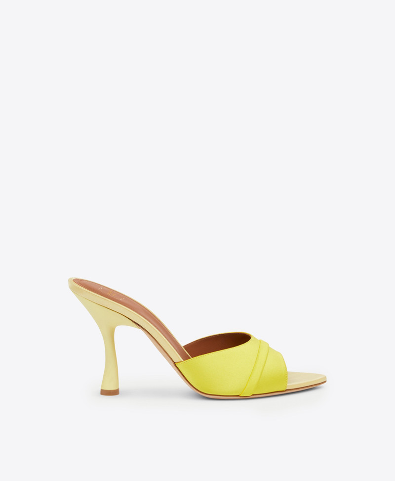 Julia 90 - Yellow Satin Heeled Mules 1