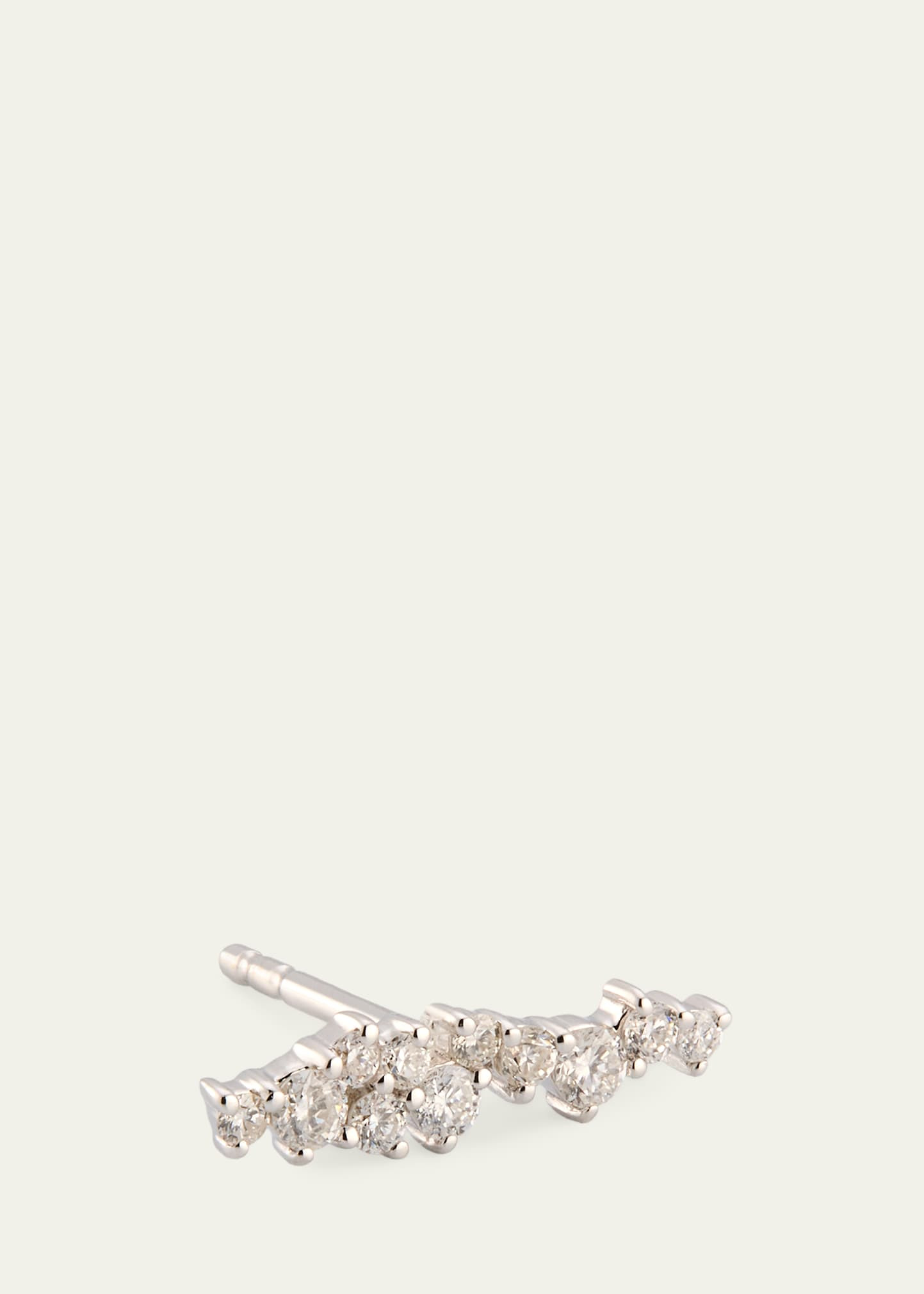 14K White Gold Small Cocktail Bar Stud Earring, Single - 3
