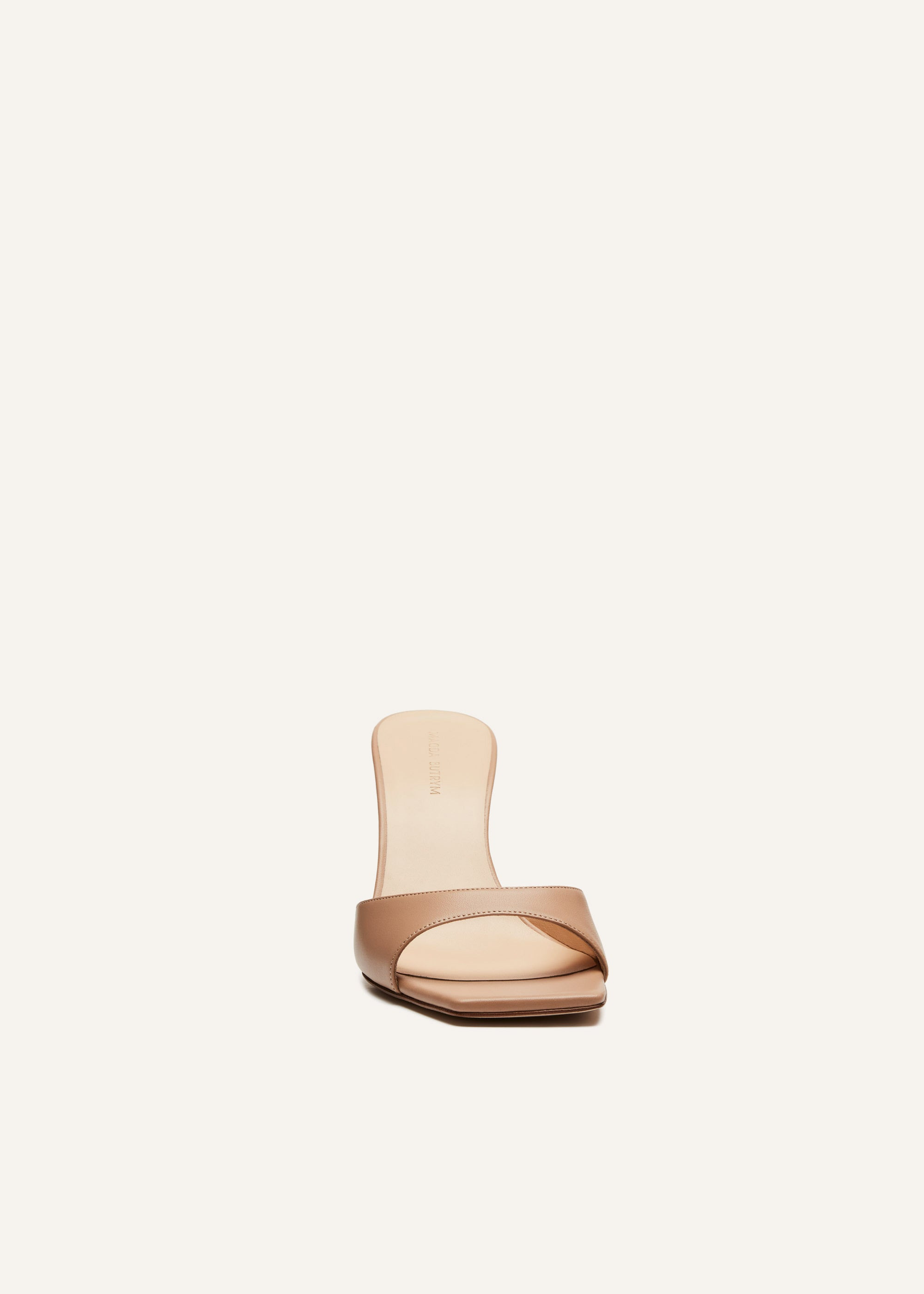 Thin leather mules in beige - 3