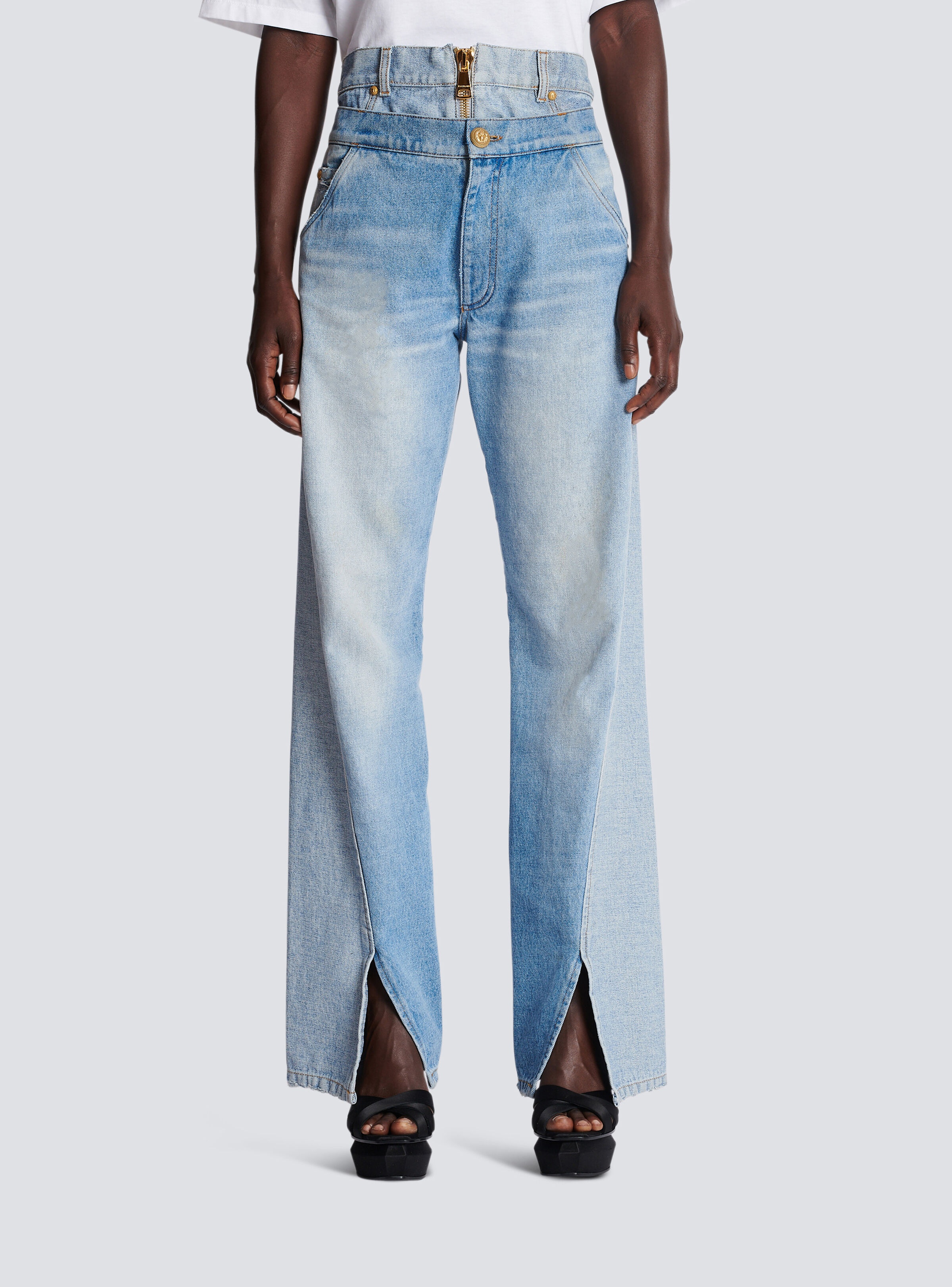 Two-in-one faded jeans - 5