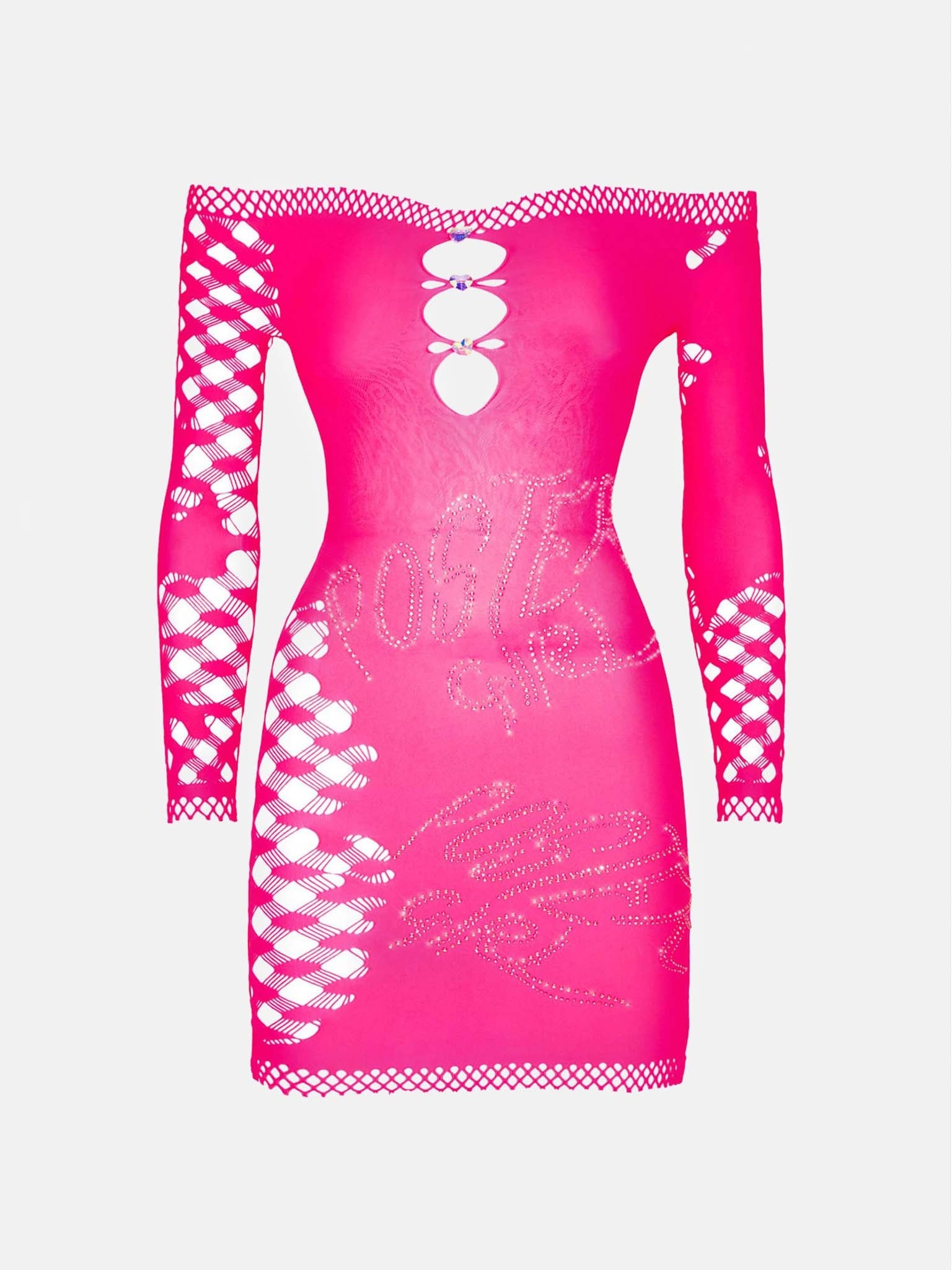 COCO DRESS LONG SLEEVE IN SHOCKING PINK - 1