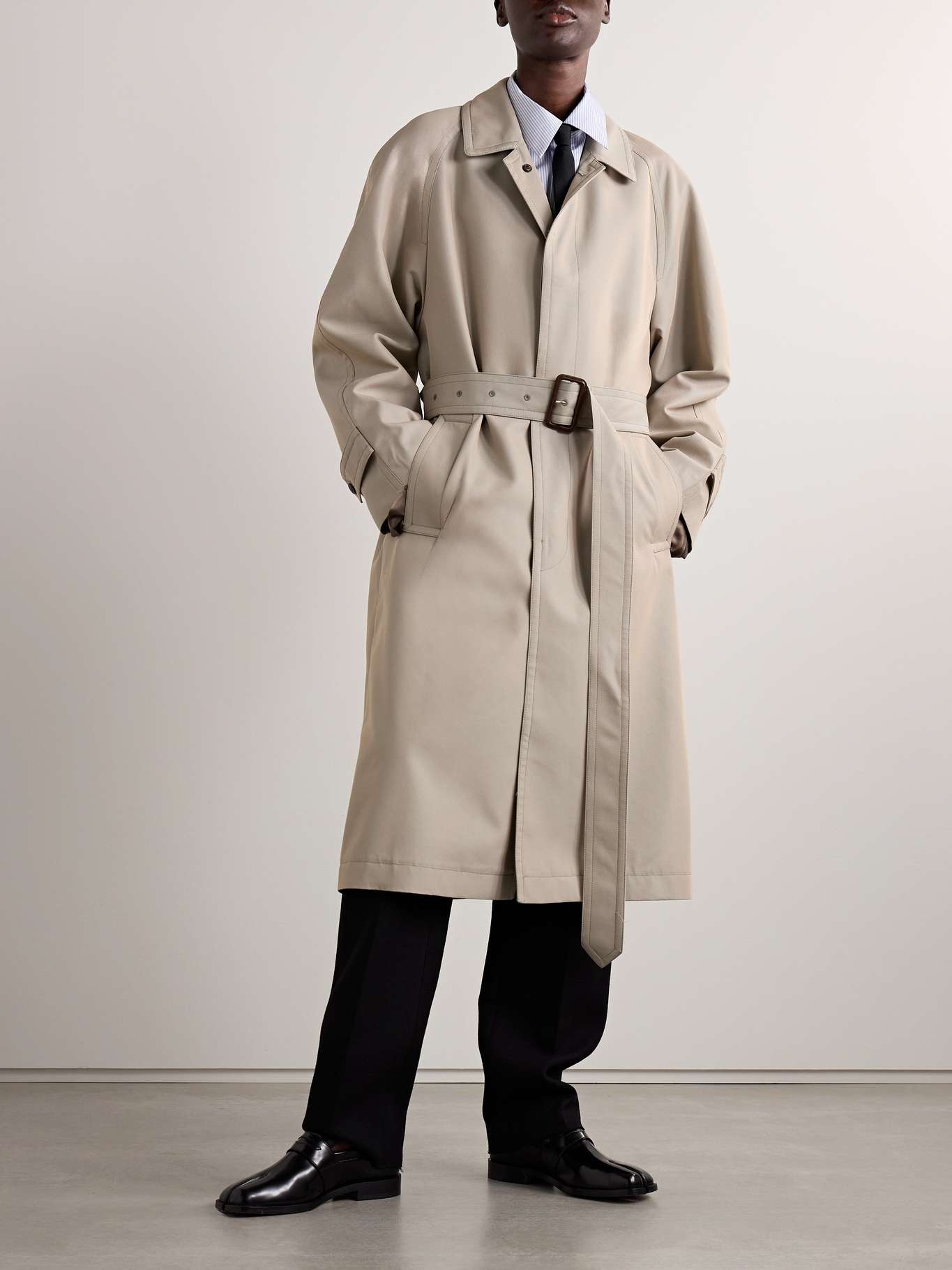 Belted cotton-blend gabardine trench coat - 3