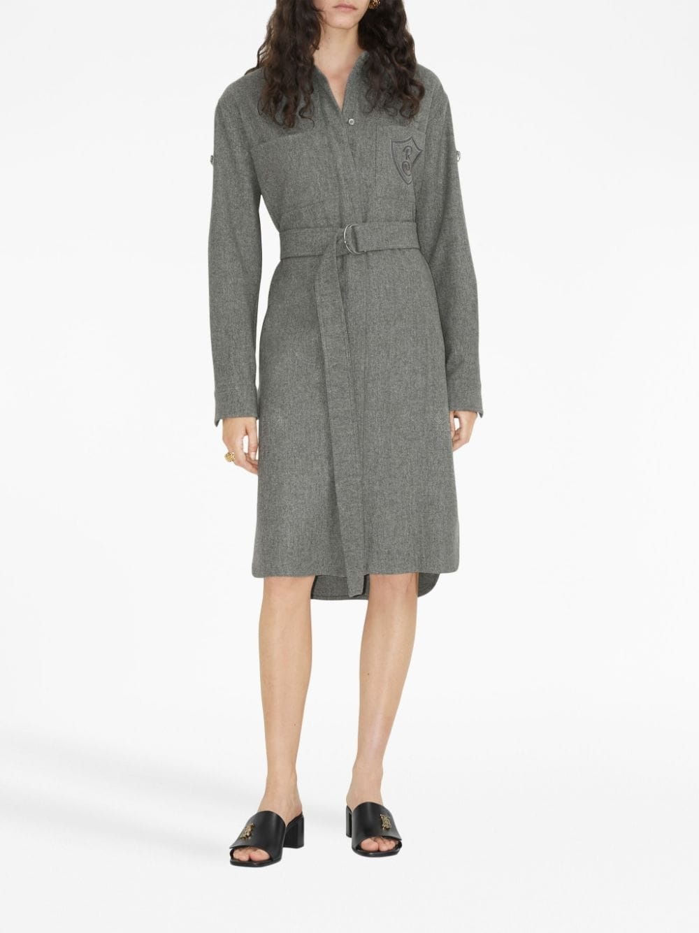 logo-embroidered shirt dress - 2