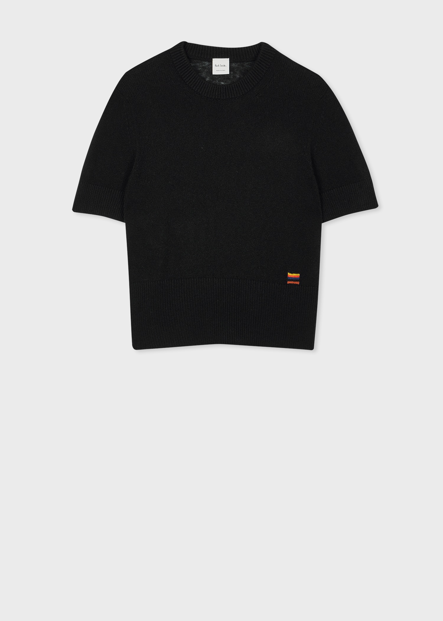 Women's Black Cashmere Short-Sleeve Sweater - 1