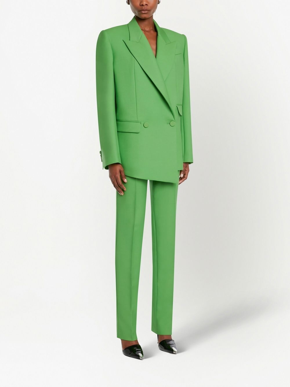 double-breasted drop hem blazer - 3