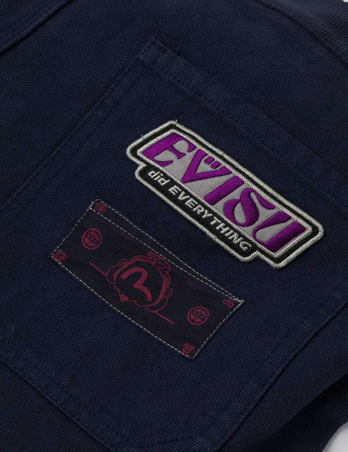 Slogan Appliqué Embroidery Straight Fit Worker Chino - 5