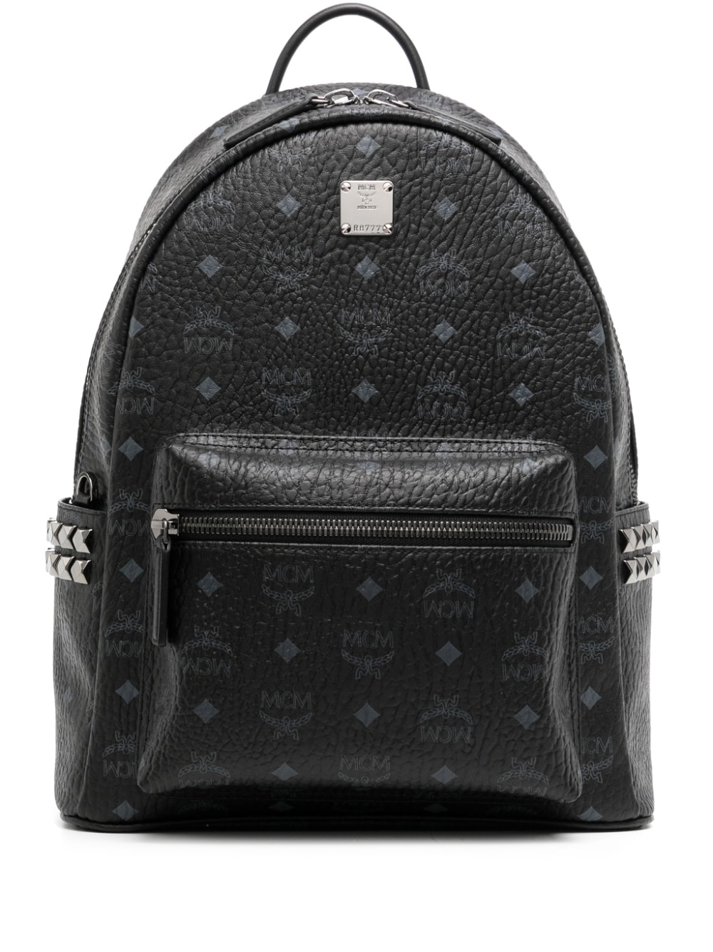 logo print studded backpack - 1