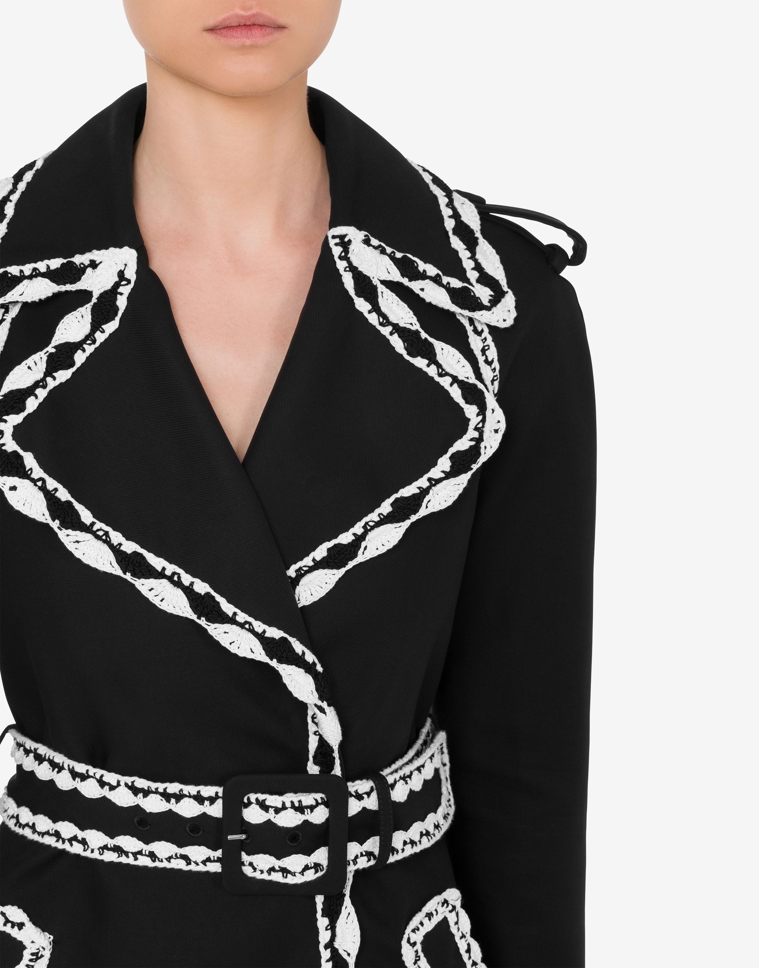 CROCHET DETAILS GABARDINE TRENCH COAT - 4