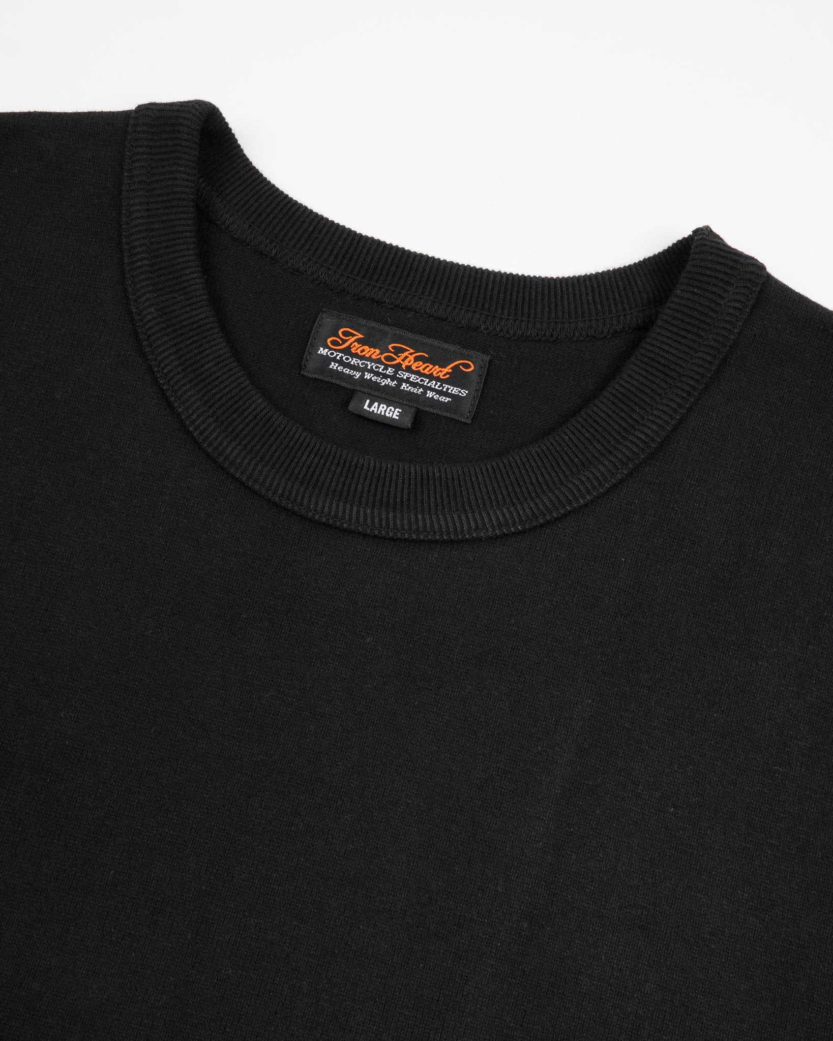 IHT-1600-BLK 11oz Cotton Knit Crew Neck T-Shirt - Black - 6