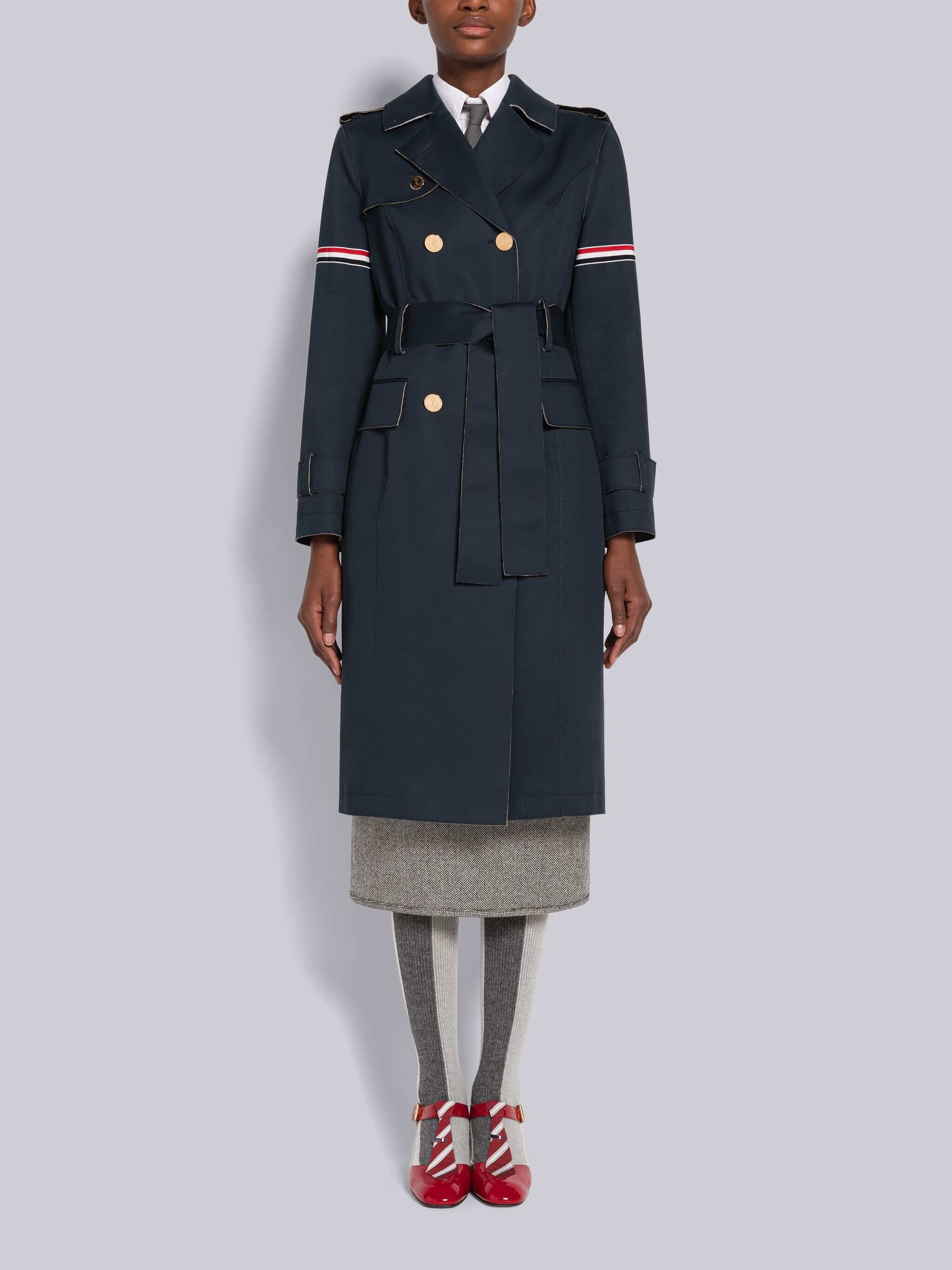 Raw Edge Mackintosh Armband High Armhole Trench Coat - 1