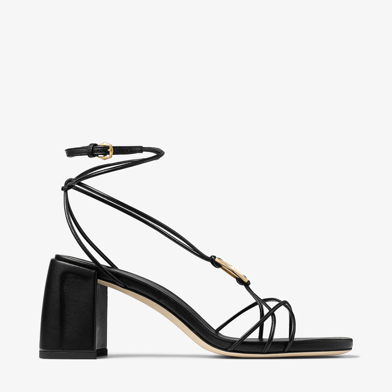 JIMMY CHOO Onyxia 70 Black Nappa Leather Sandals