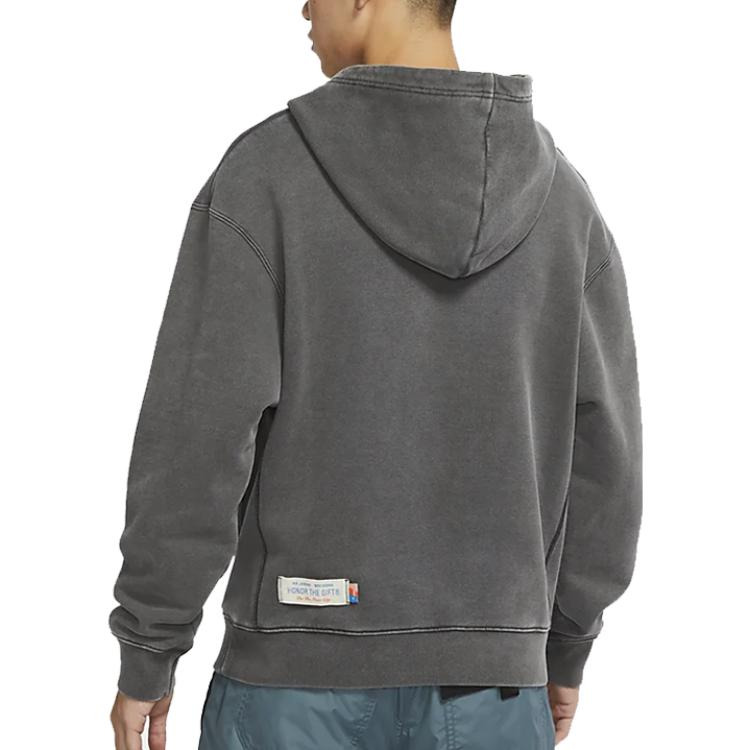 Men's Air Jordan Solid Color Printing Hooded Long Sleeves Gray DJ7974-236 - 4