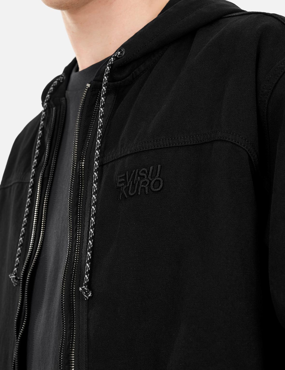 Logo Embroidery Boxy Hooded Jacket - 6