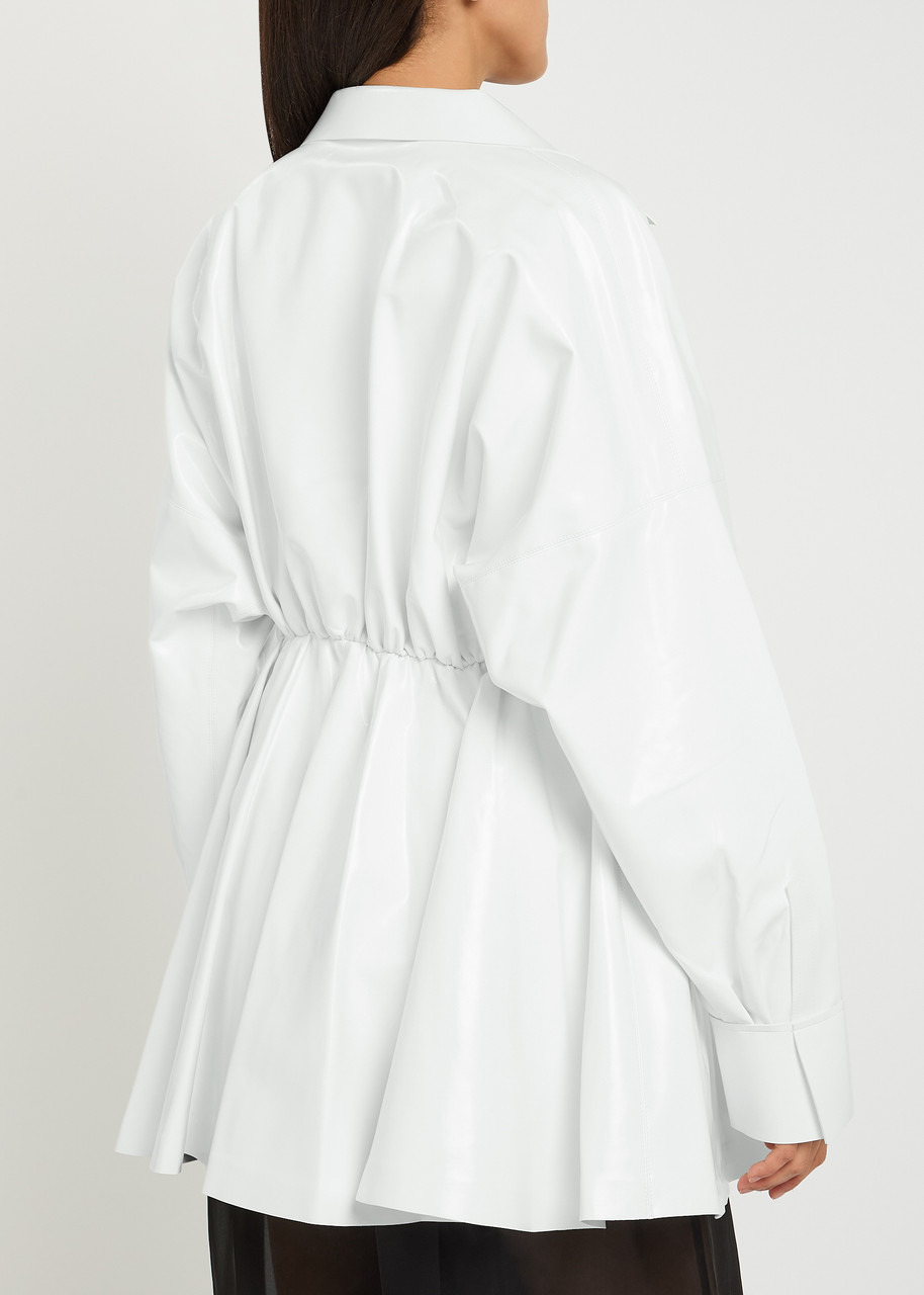 Norma Kamali Faux Patent Leather Mini Shirt Dress - 3