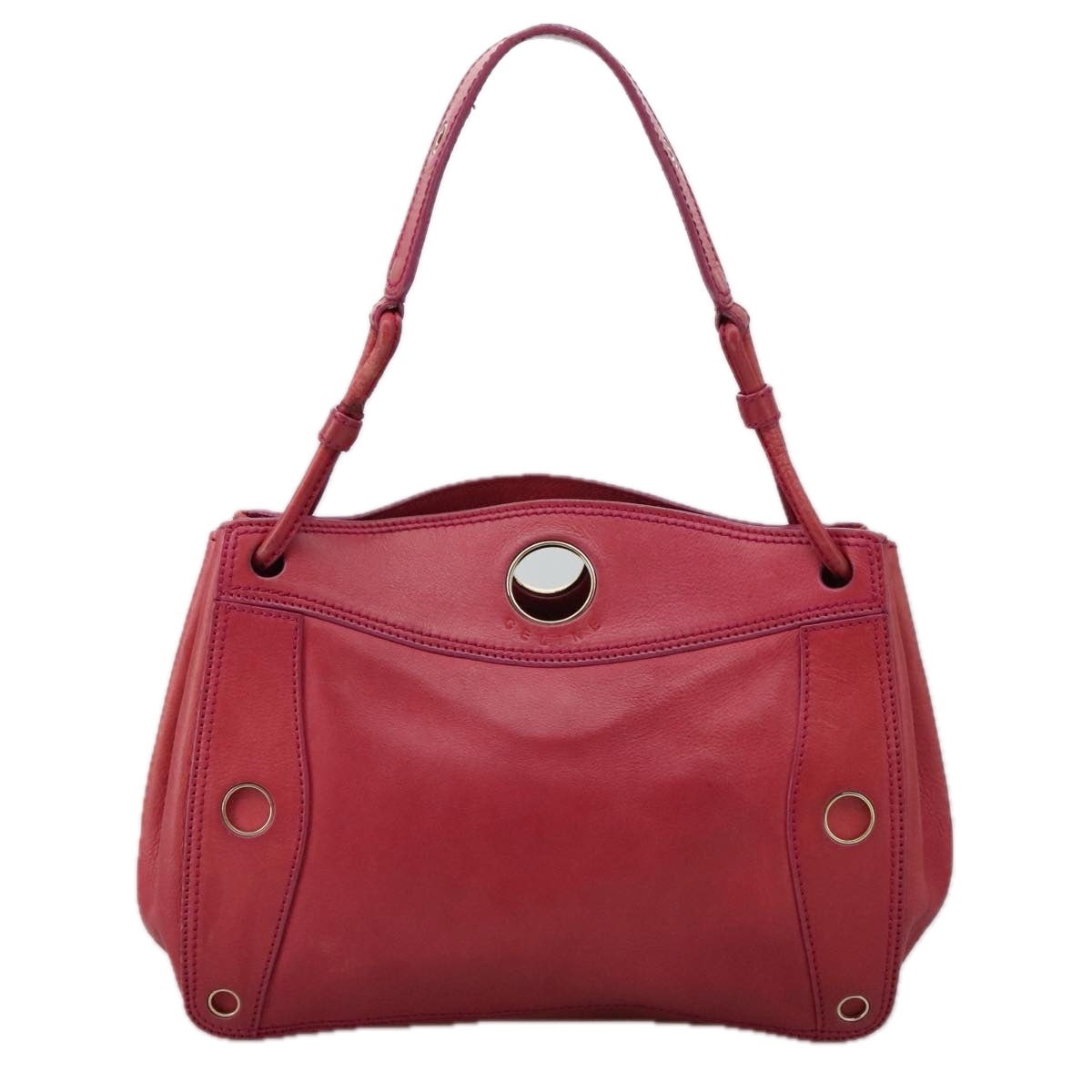 CELINE Shoulder Bag Leather Pink Gold - 13