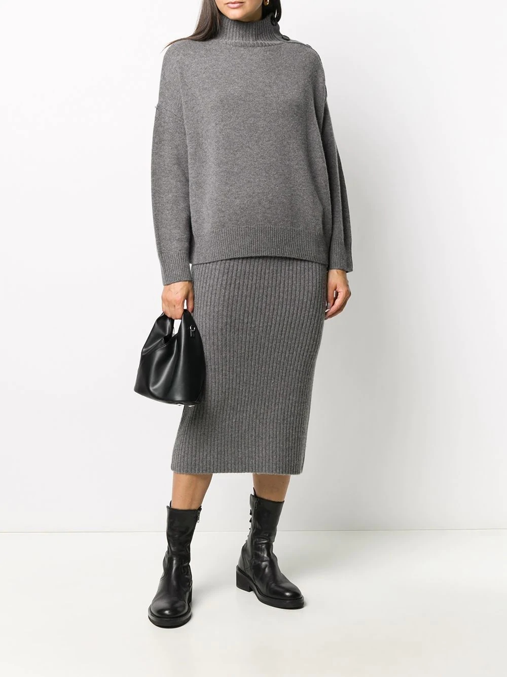 ribbed-knit midi skirt  - 2